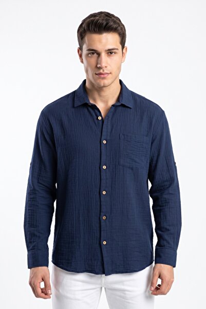 Mösyö Men's Breathable Muslin Fabric Long Sleeve Shirt Bgl-St05593