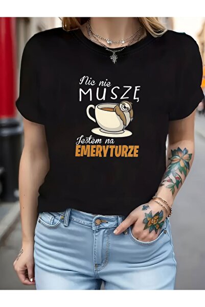 212Wear تي شيرت نسائي بتصميم شعار - "Nic Nie MUSZĘ Jestem Emeryturze" هدية مض...