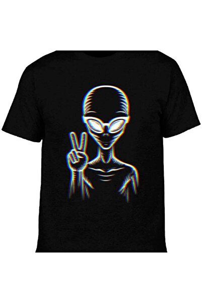 23 nisan Men' Trippy Retro T-Shirt - Vintage Sci-Fi Loose Fit Tee with Glitch...