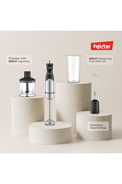 fujistar hand blender 600 watts, 2 speeds, chopper 500ml capacity, stainless ...