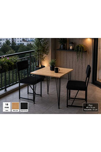 RENGİBİZ Metal Ayaklı Masa ve 2’li Sandalye Takımı – Balkon, Mutfak ve Yemek ...