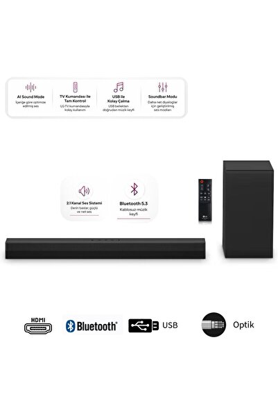 LG Bluetooth 5.3+HDMI ARC+Optik +USB Bağlantılı Soundbar & Ev Sienama Sistemi...