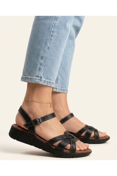 Gönbeler Women's Black Soft Sole Lightweight Daily Comfortable Sandals