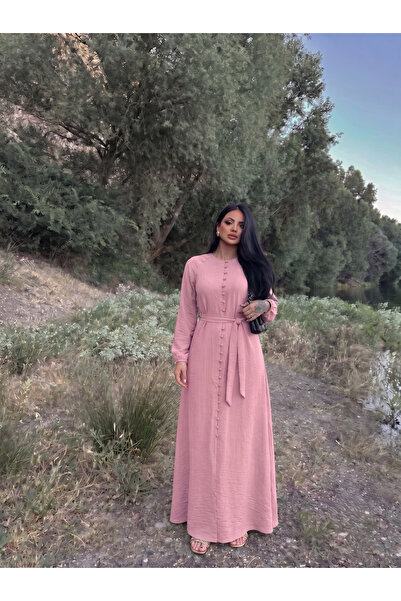 Siner Fashion Women's Wide Cut Oversize Dress with Button Detail
