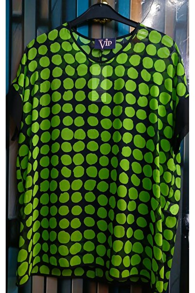 VİPP BÜYÜK BEDEN Green Suit Chiffon Blouse