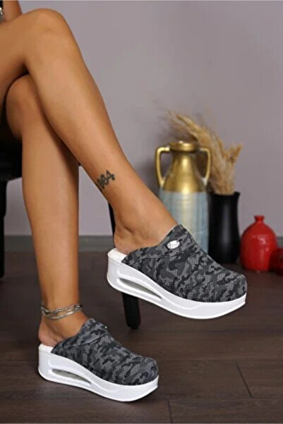 altın moda shoes BLUMSABOTERLİK Gri Kamuflaj Kadın Airmax Tam Ortopedik Anato...