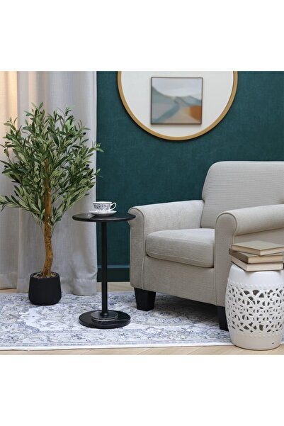 Al Hadaya Mall Elegant Design Marble Table in Marble - Black - 35X35X55 cm