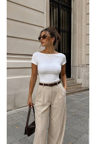 Trendol fashion life Kayık Yaka Omuzları Binmeli Bluz