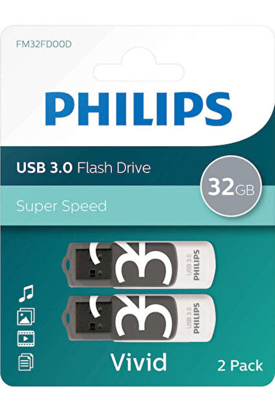 Philips Έντονη Έκδοση 32GB USB 3.0 Στικάκι Γκρι