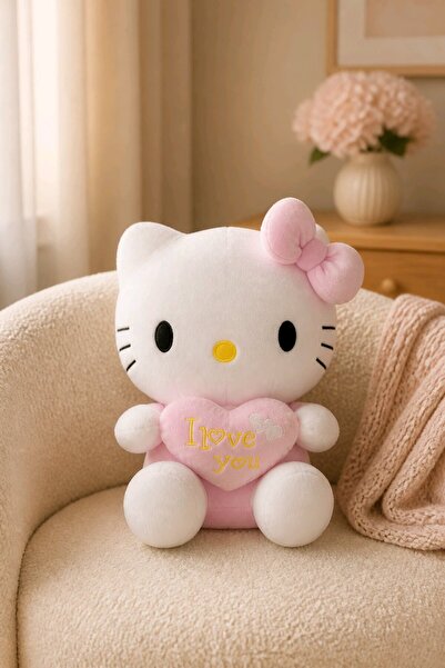 Maks Toys Hello Kitty Peluş Oyuncak 30 cm Kalp Yastıklı Sevimli Uyku Arkadaşı...