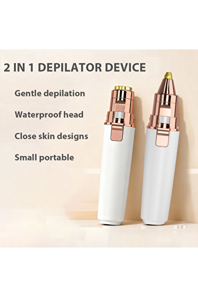 GENELEC جهاز تشذيب الحواجب والوجه الكهربائي 2 في 1 قابل لإعادة الشحن، أداة إزالة شعر الوجه، ماكينة حلاقة الحواجب والجسم مع ضوء LED