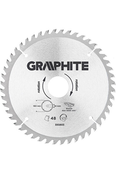 graphite Disc de tăiere pentru lemn, diametru 160mm, cu 48 de dinți, 1 bucată