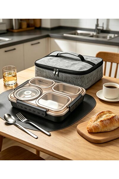 valkyrie 1500 ml 4 Compartment Stainless Steel Food Thermos Lunch Box |   Lea...