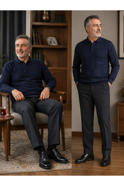Genel Markalar ERKEK BABA KIŞLIK KAŞE KUMAŞ PANTOLON KLASİK KESİM RAHAT KALIP