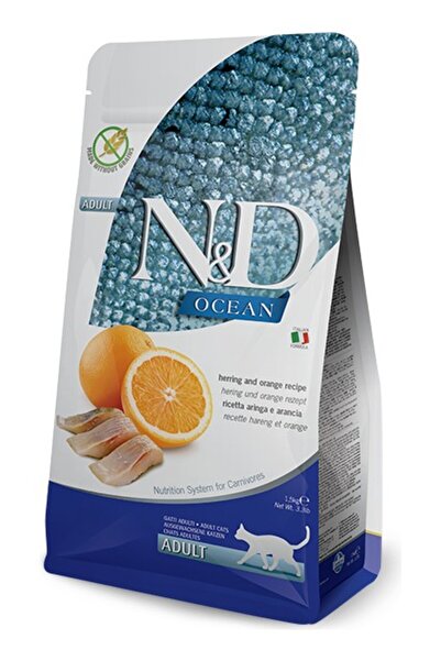 N&D Nd Ocean Adult Kedi 1,5kg Tahılsız Ringa Balığı Portakallı Yetişkin Adult...