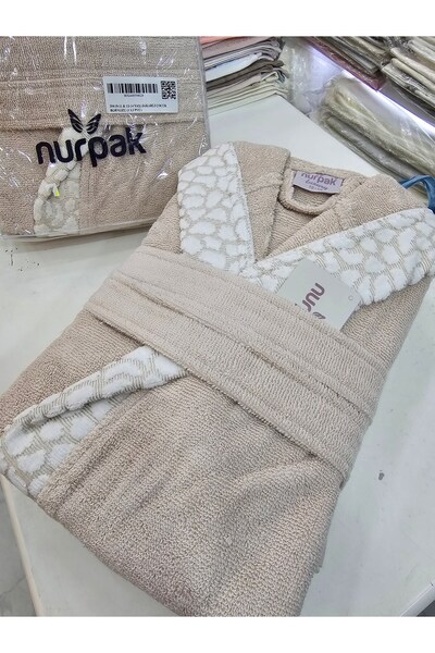 KÜBRAHOME'S Nurpak Clothed Cotton Children's Bathrobe 9-10 Years Old Beige