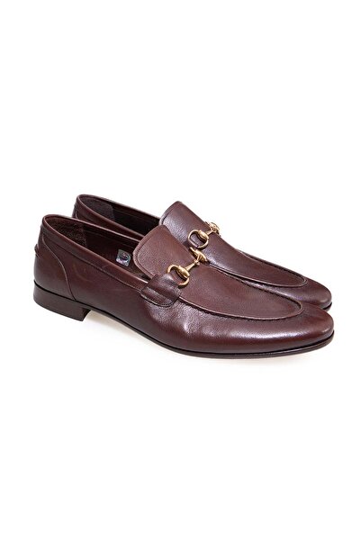 FRANCO CALVANI Brown Laceless Genuine Leather Leather Sole Men's Shoes
