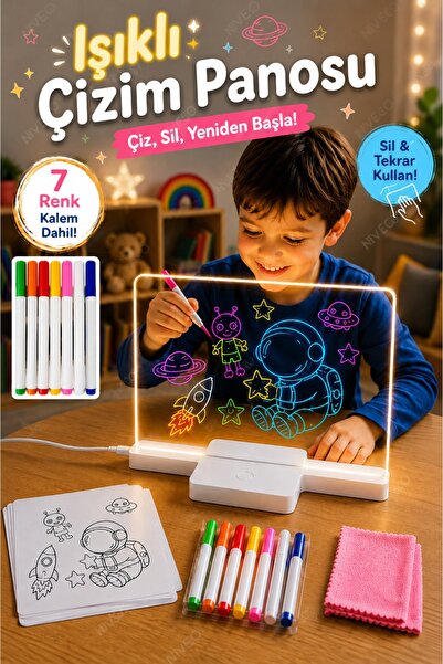 Nivego Nvg 12 İnç LED Işıklı Çizim Tahtası 20x30 cm USB Beslemeli Yazı Panosu...