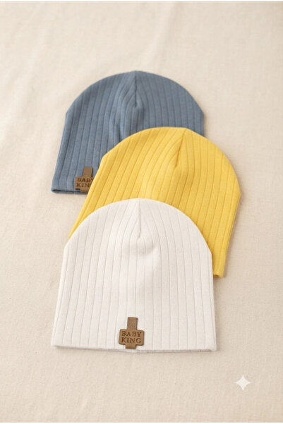 VaVbaby Organic Cotton, Soft Textured, Ribbed Plain Model Set of 3 Unisex Bab...