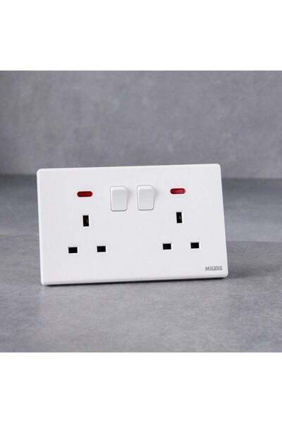 Danube Home Milano 13A Dual Socket With Neon For Modern Home Electrical Switc...