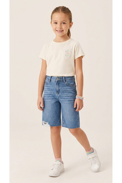 ADA YILDIZ KİDS Girl's Denim Shorts Blue Denim 3/14 Years