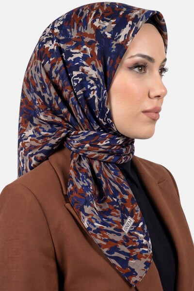 hadiora Women's Navy Blue Gray Colorful Modern Patterned Stitched Writing