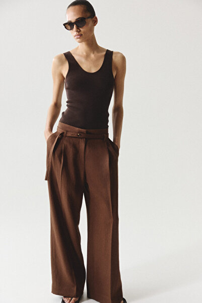 H&M Kemerli Geniş Pantolon