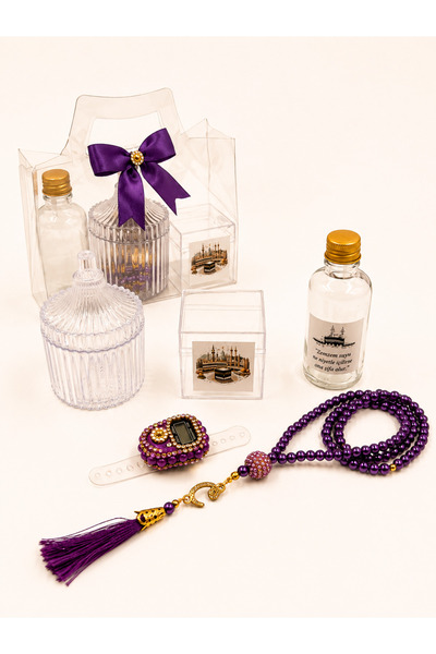 Uğurlu Hac Gift Zi̇ki̇rmati̇k Tesbi̇h Zemzem Bottle Date Box 10 Pieces