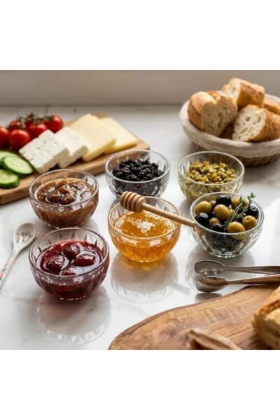 Yıldızan Adn Shop Glass Bowl Set, Transparent, 6-Piece, 8 cm Diameter, 5 cm H...