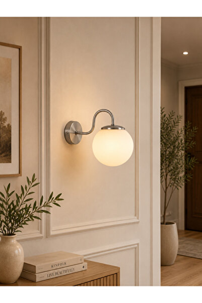 Ömür Avize Öykü Gray Case Globe Glass Wall Lamp