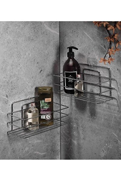 Yıldızan رف دش لاصق لتنظيم الحمام من msa shop، 2 قطعة، كروم Tş-01 931845