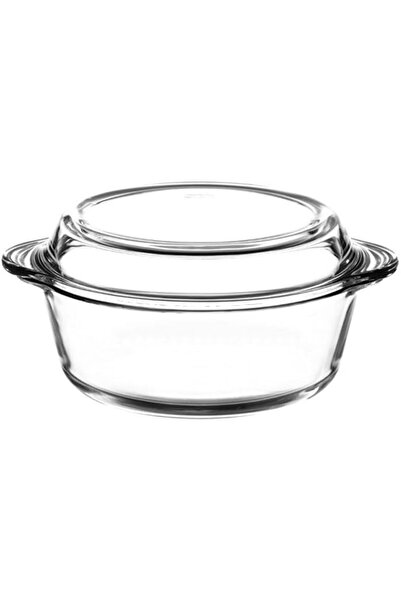 Yıldızan Adn Shop Borosilicate Round Pot with Lid, 2100 Cc Heat-Resistant Gla...