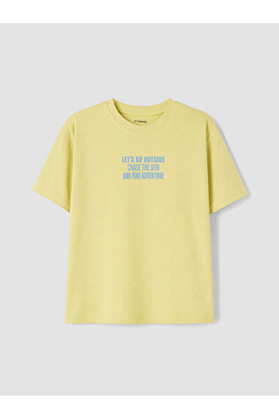 LC Waikiki Green Text Printed Boy's T-Shirt
