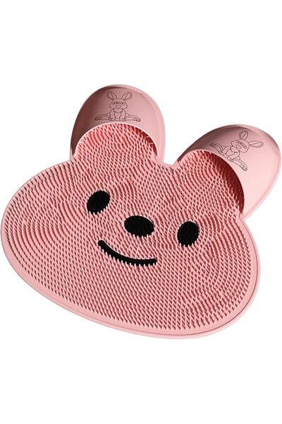 Arabest Foot Scrub Mat, Bunny Shaped Silicone Shower Pad, Pink, For Bathroom ...