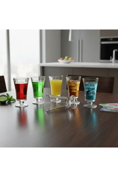 Yıldızan Duca Mall Set of 6 Glass Coffee and Water Cups - 125 ml with Footed ...