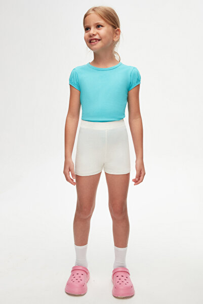 LOVETTI Ecru Girls' Pocketless Basic Shorts