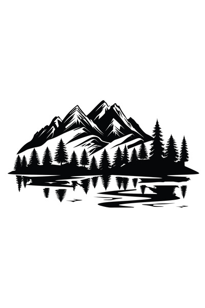 Amo-Stickers Sticker Camping , Munti , Natura 70cm Verde