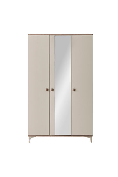 Roma 3 Kapılı Modern Gardırop - Vizon