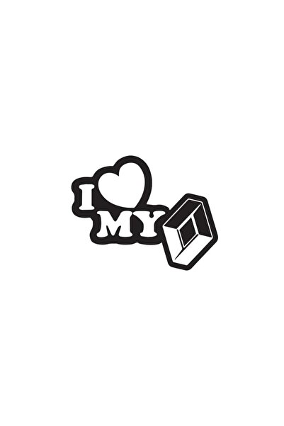 Amo-Stickers Стикер за кола Обичам моя Рено 30см Черен