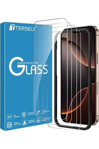 T Tersely [4 قطع] واقي شاشة لآيفون 16 برو ماكس (6.9 بوصة)، زجاج مقوى مع إطار ...