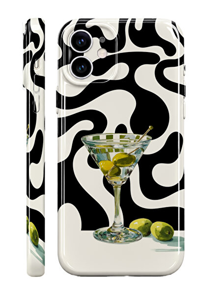 WANNA PROTECT iPhone 11 Martini Protect Slim Parlak Tam Kaplayan Baskı Kamera...