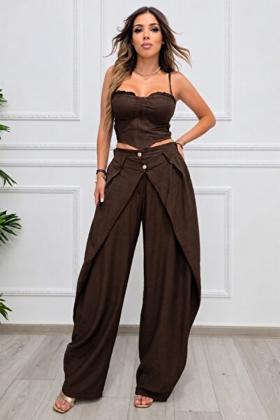 FashionForYou Σετ casual Maelle, με ρυθμιζόμενο τοπ και παντελόνι balloon, Κα...