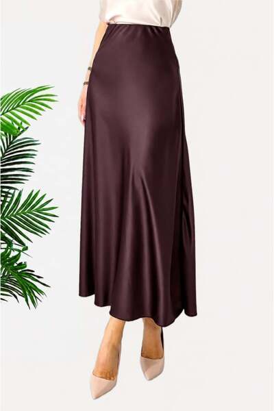 FashionForYou Fustă elegantă Penelope, cu finisaj satinat și croială lungă, M...