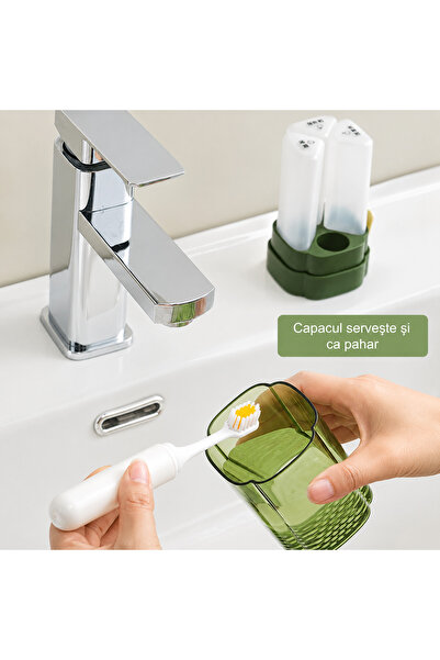 miraza Set Recipiente Calatorie cu Periuta de Dinti,3 Sticlute Cosmetice Reincarcabile 50 ml, Rezistent la Scurgeri, Kit Voiaj Compact pentru Avion si Bagaj de Mana, pentru Sampon, Gel de Dus, Balsam