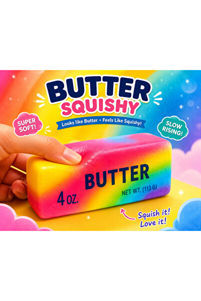 Squishy Butter Curcubeu – Jucărie Antistres Ultra Moale, Slow Rising, 113 g