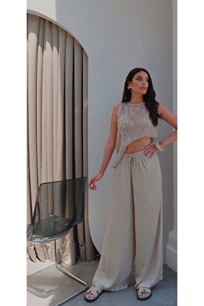 MODA S&S BZLİNE Pantaloni din mătase satinată