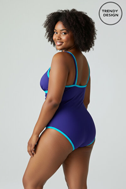 Trendy Design Costum de Baie Întreg Damă Mărimi Mari Plus Size, Decolteu în V...