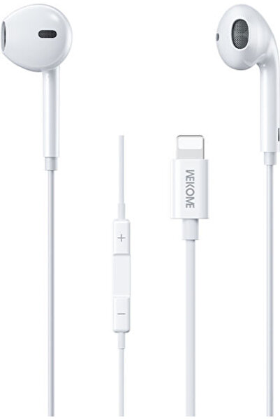 WK Yb09 Ενδοωτικά Ακουστικά Handsfree με Βύσμα Lightning Λευκά