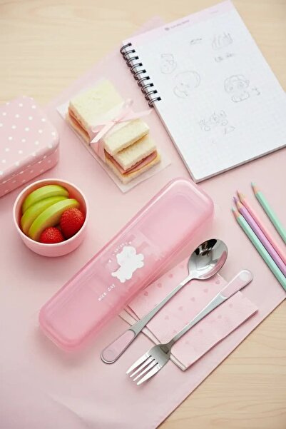 Miniso Lisanslı Hayvan Serisi Çatal Kaşık Bıçak Seti Pembe