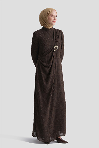 Armine Lace Evening Dress Brown